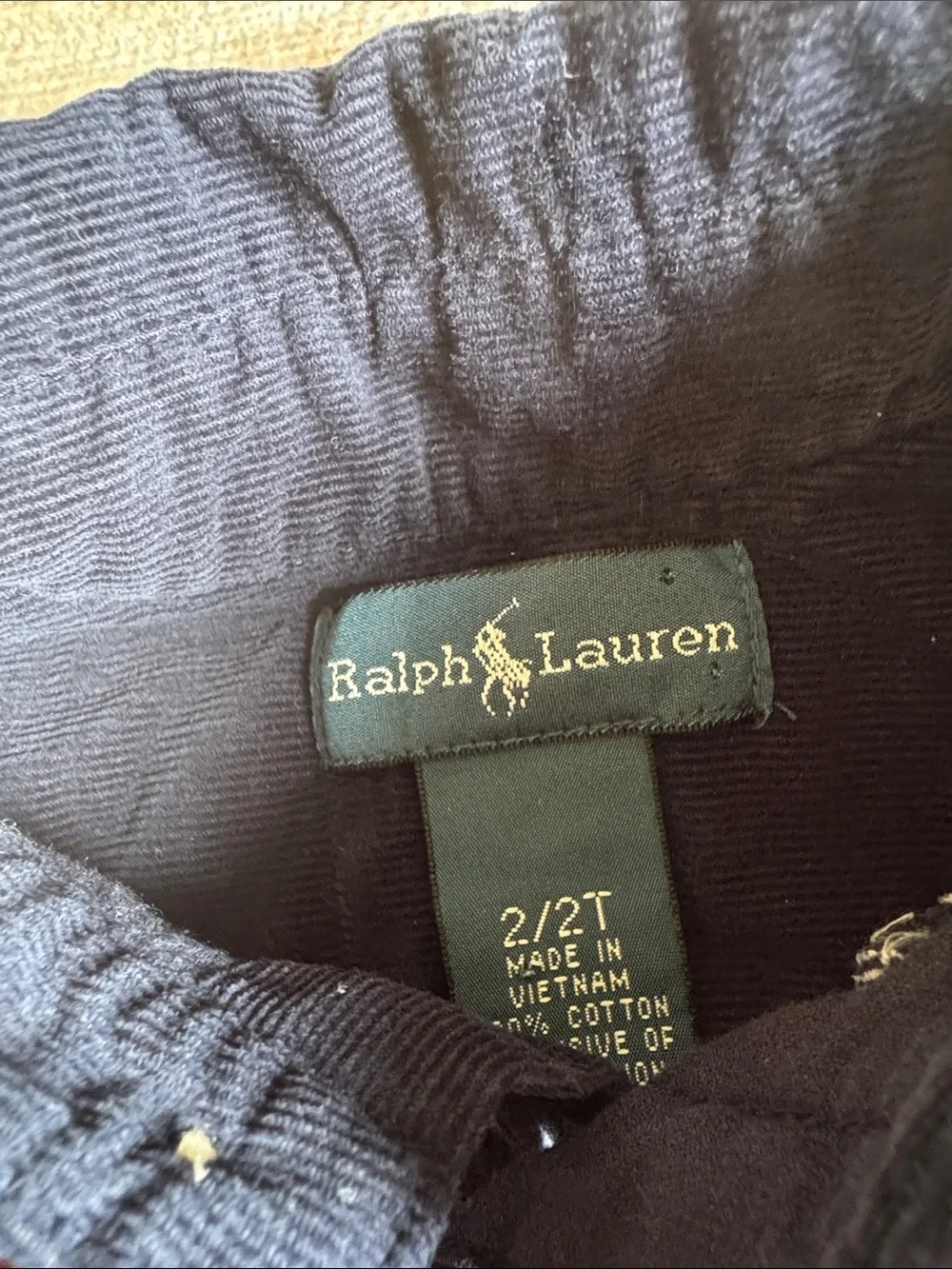 Ralph Lauren Kids Navy Button-Down Corduroy Shirt with Red Pony Logo size 2T